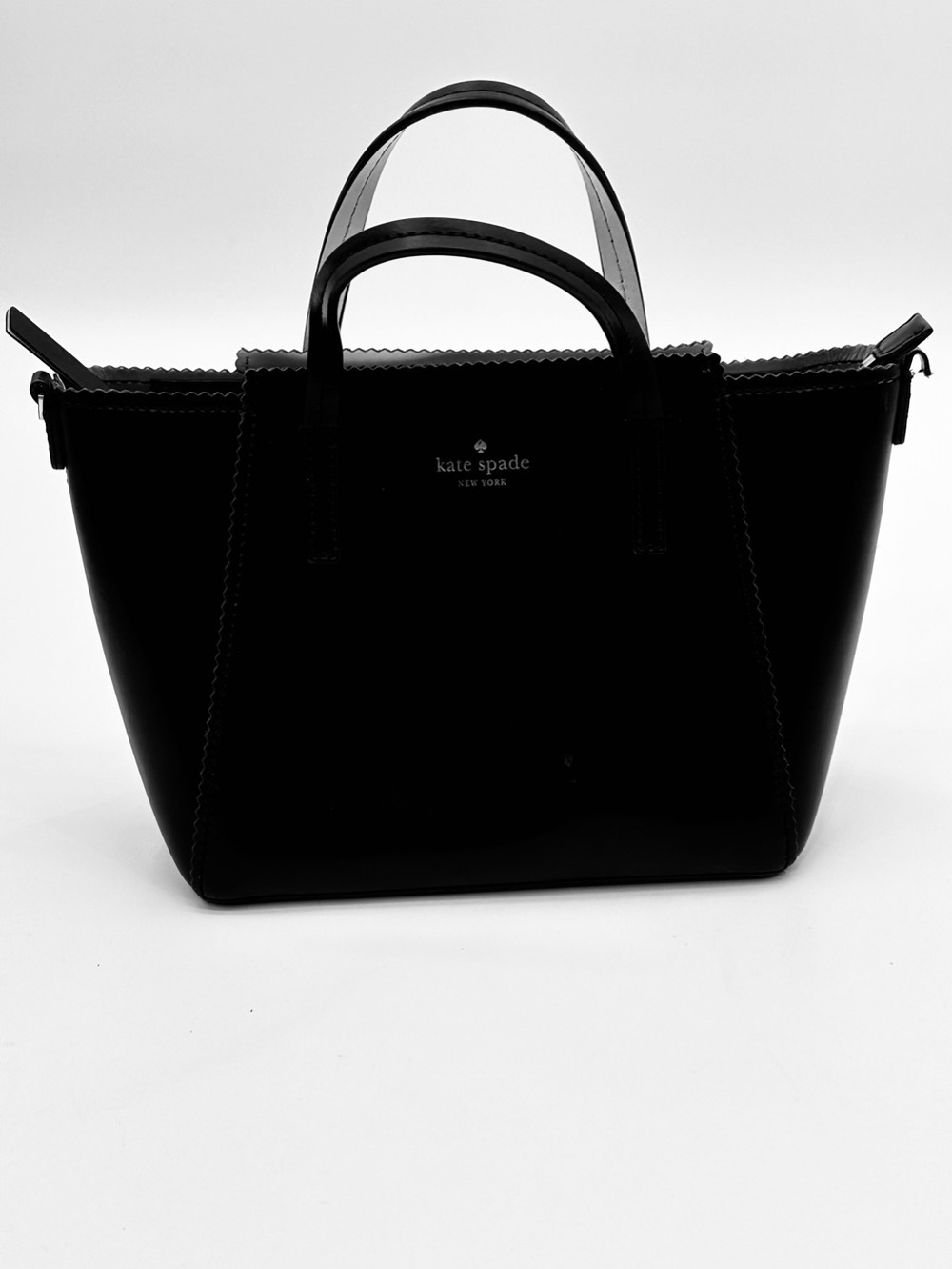 kate spade Black Scalloped-Edge Tote Bag Purse